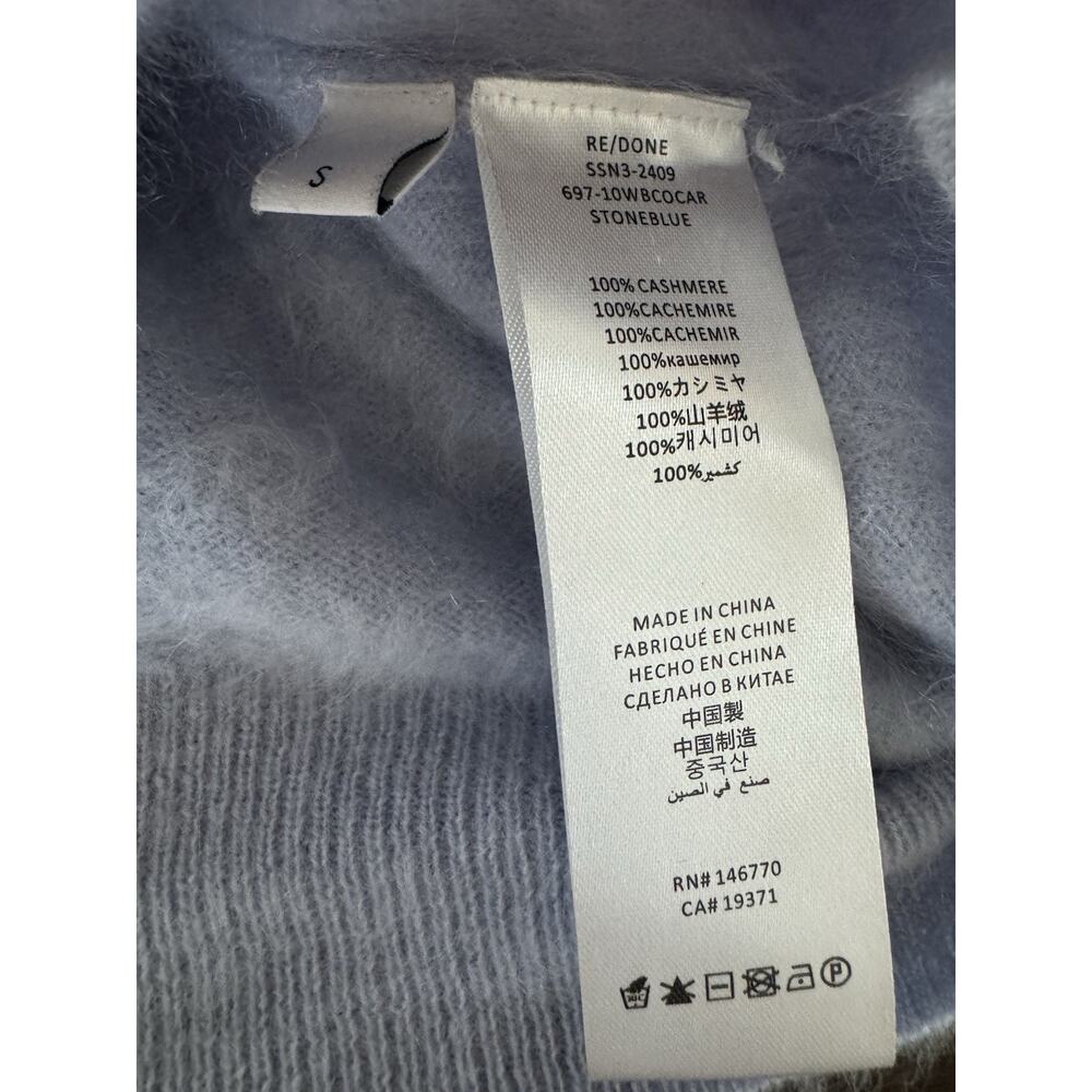 RE/DONE Brushed Cashmere Cardigan Sweater Women’s Small Stone Blue $795 - Picture 5 of 9